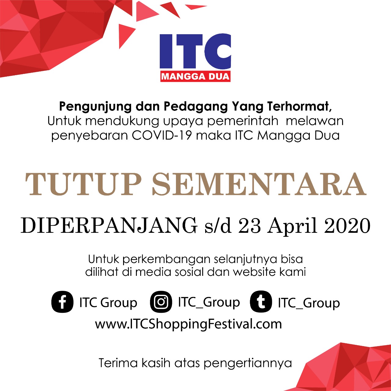 ITC Mangga  Dua  Tutup Sementara ITC SHOPPING FESTIVAL